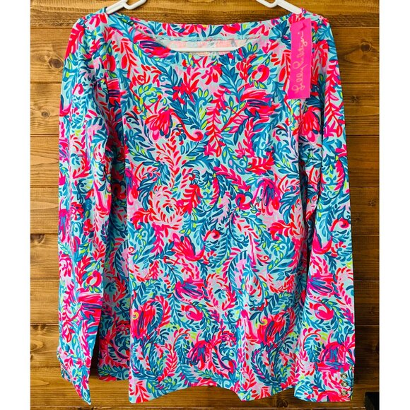 Aleah Long Sleeve Top Surf Blue Flim Flam Size L NWT Lilly Pulitzer - Picture 1 of 5
